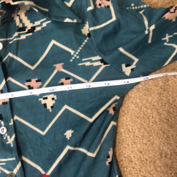 Vintage 70s button up ski mountain skiing collared dress retro shirt - Picture 6 of 8